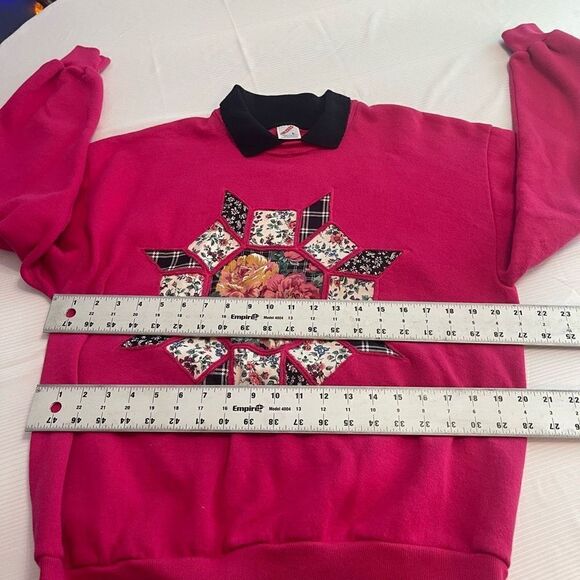 Jerzees Vintage 90s Granny Core Cottage Core Quilt Sweatshirt Size Large - Picture 6 of 9